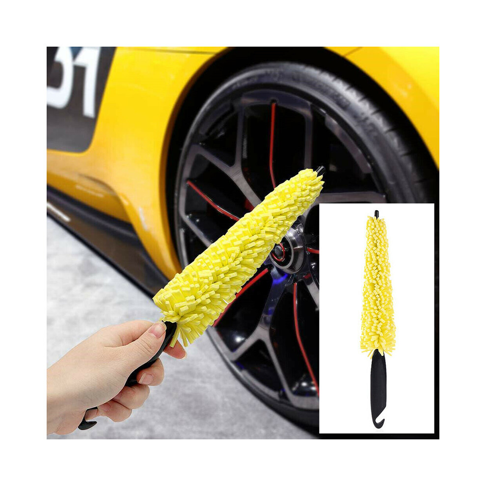 Car Wheel Brush Rim Tire Detailing Automotive Care Motorcycles Brush Black/Yellow 110691630285