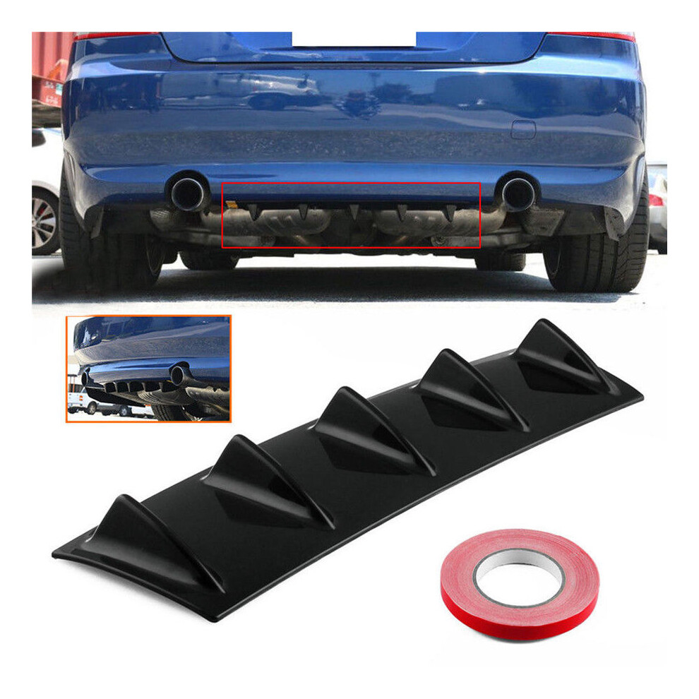 23" x6" Ikon Style Universal Rear Bumper Lip Diffuser 5 Fin Gloss Black ABS