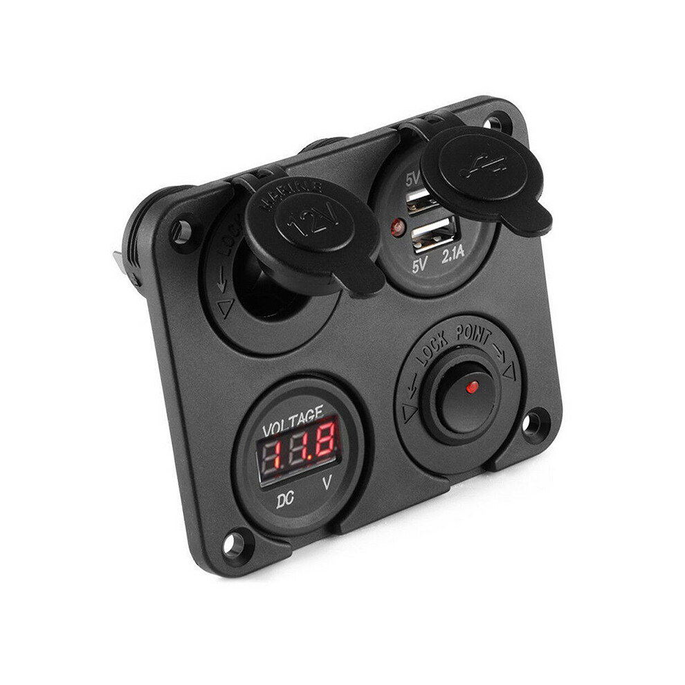 () 12V - 24V Car Cigarette Socket Plug 2 Usb Charger Led Voltmeter Lighter Red/Light 110691631626