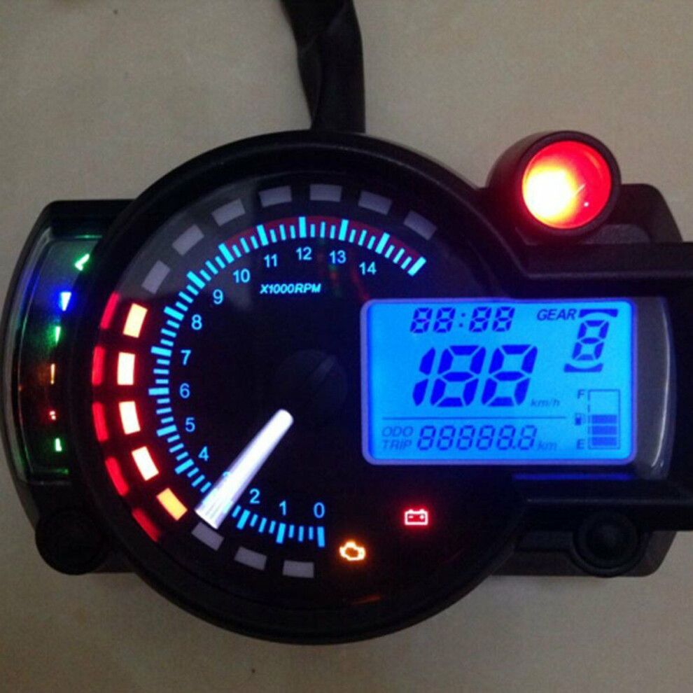 15000Rpm Km/H Motorcycle Lcd Digital Speedometer Tachometer Odometer Gauge Led 110691632715
