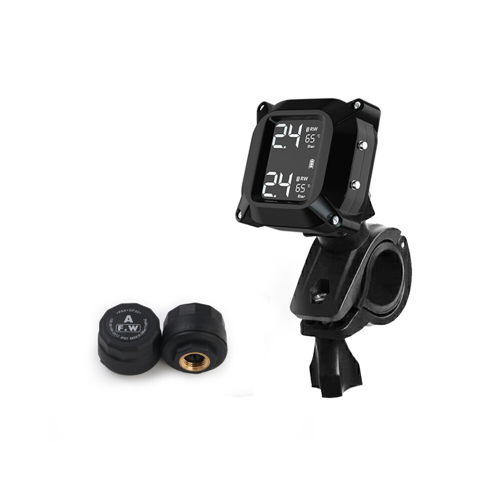 Wireless Lcd Motorcycle Tpms Tire Pressure Monitor System With 2 Sensors 110691636867