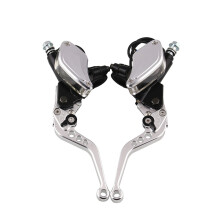 (Silver) Lever Adjustable Handle Hydraulic Clutch Brake Pump Master Cylinder Motorcycle Racing Universal For HONDA Yamaha Kawasaki Brake