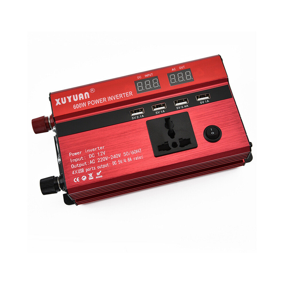 (220V) Car Power Inverter Lcd Display 12V To 110V 220V 600W Converter Dual Cigarette Lighter 110691637383