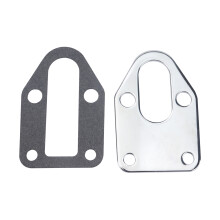SBC Chrome Fuel Pump Mounting Plate & Gasket 283 327 350 383 Small Block Chevy