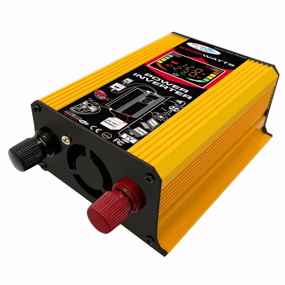 (, Dc 12V-Ac 220V) 500W Digital Car Inverter 12V To 220V Modified Sine Wave Inverter Voltage Converter With Lcd Display Yellow 110691638526