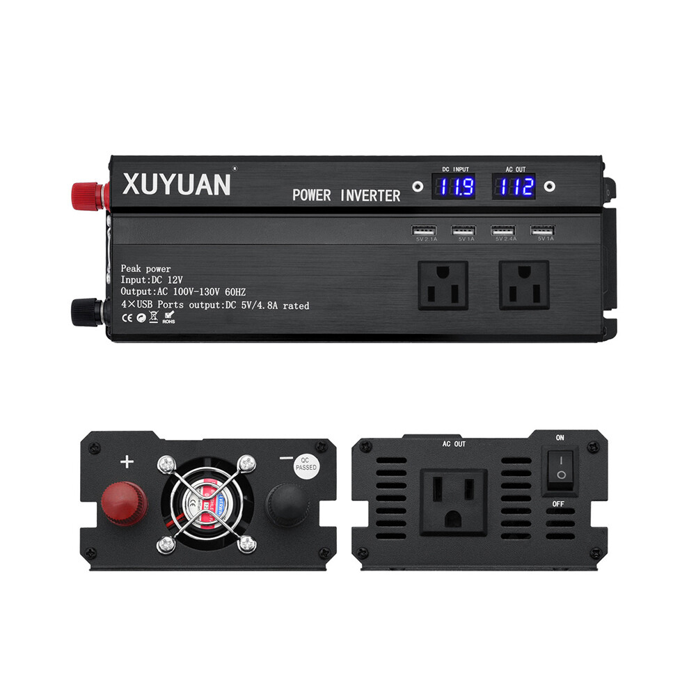 (220V) 6000W Car Power Inverter Dc12v To Ac110v/220V 4 Usb Charger Ports Converter 110691637536