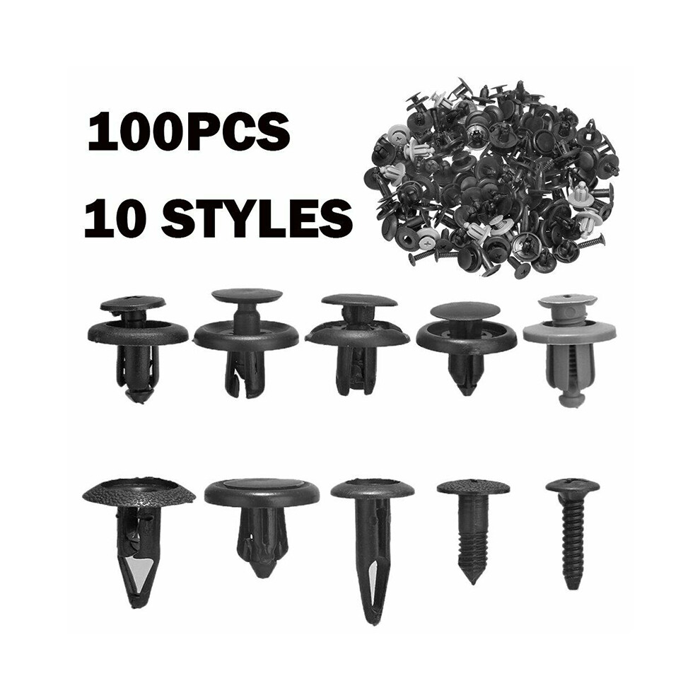 100Pcs Trunk Screw Rivets Set Car Bumper Fender Auto Plastic Fastener Clips 110691637673