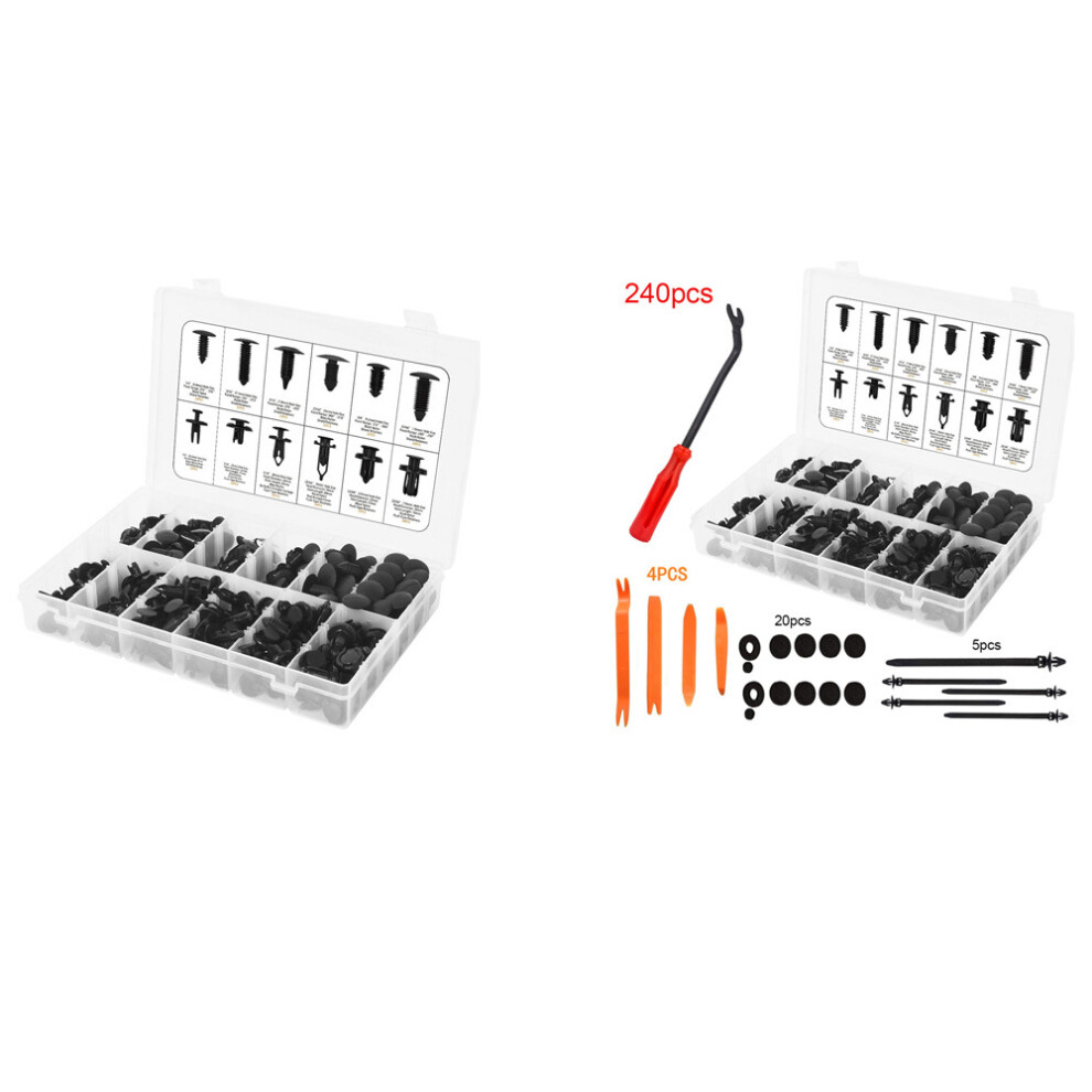 240Pcs Car Body Plastic Trim Retainer Fastener Clips Push Pin Fender Bumper Tool 110691640123