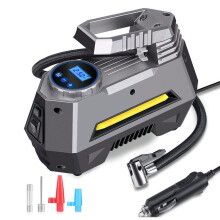 (Mechanical) Portable Air Compressor Tire Inflator - Car Tire Pump with Digital Pressure Gauge (150 PSI 12V DC) Bright Emergency Flashlight
