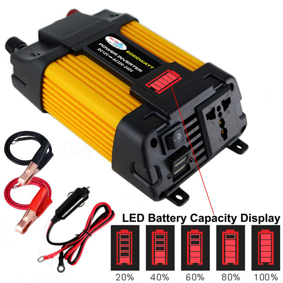 (6000W, Dc12v-Ac110v) 300/500W Peaks 12V Dc To 110V 220V Ac Car Power Inverter Solar Converter 110691638397