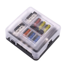 12V 6-way blade fuse block with negative bus