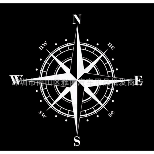 (White) Auto Car & Window Vinyl Decal Sticker - Compass Design Decor 2