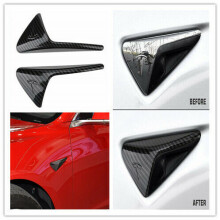 For Tesla model 3 side camera Carbon fiber pattern protection cover 2PC 18-19