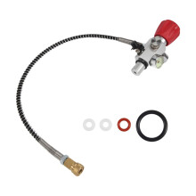 M18X1.5 PCP Tank Dual Gauge Laddningsventil Lufttankstation Refill Adapter med 400Bar 6000Psi Gauge 50Cm Slang