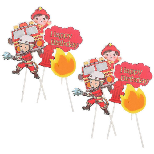Firefighter Cupcake Cake Decoration for Birthday Events 2Sets
