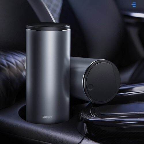 (Black) 500ML Car Rubbish Bin Dust Case with Lid Mini Storage Box Organizer Trash Can 1