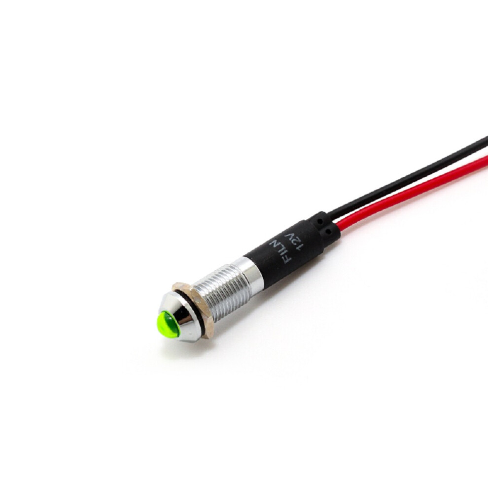 () Car Boat 12V 8Mm Led Indicator Pilot Dash Dashboard Panel Warning Lamp Green/Light 110691650368
