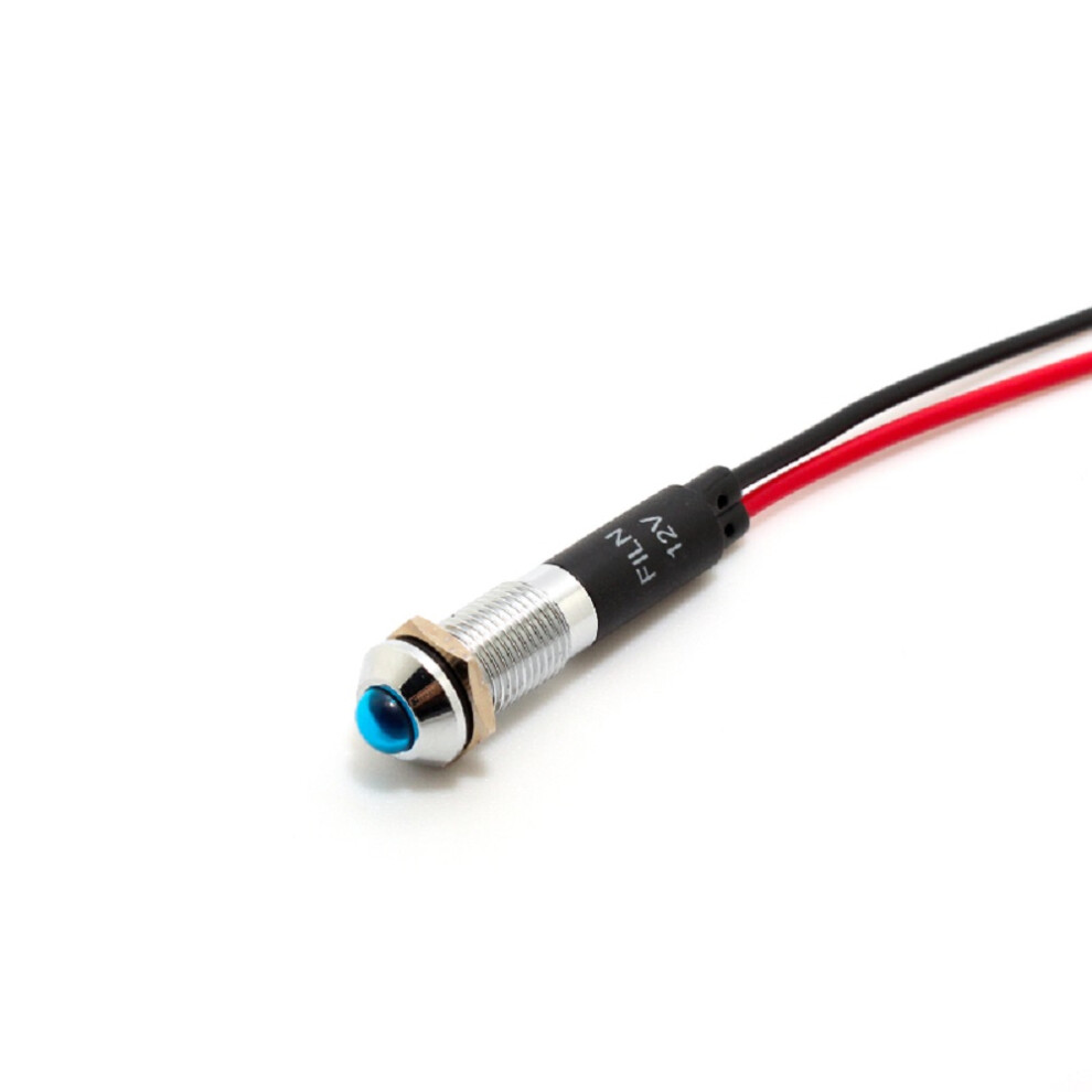 () Car Boat 12V 8Mm Led Indicator Pilot Dash Dashboard Panel Warning Lamp Blue/Light 110691650351
