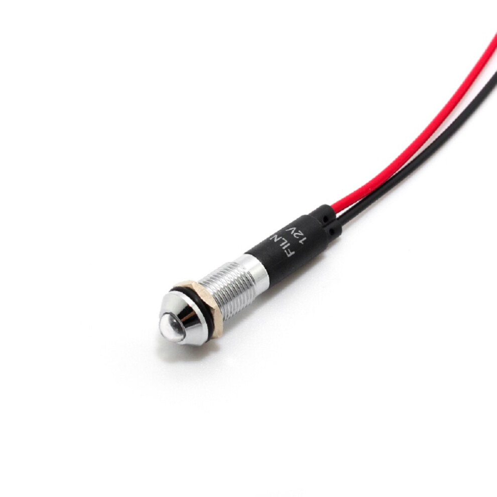 () Car Boat 12V 8Mm Led Indicator Pilot Dash Dashboard Panel Warning Lamp White/Light 110691650375