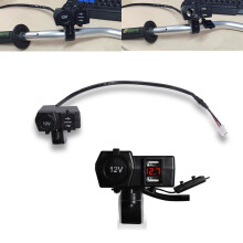 (red) 12V/24V Waterproof Dual USB Car Boat Motorcycle Charger with LED Voltmeter & Cigarette Lighter Socket