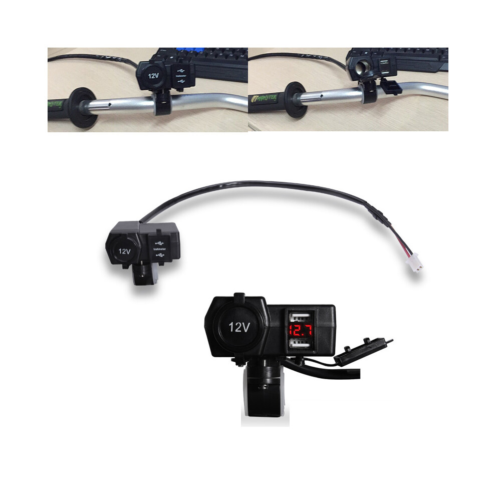 (Red) 12V/24V Waterproof Car Boat Motorcycle Dual Usb Charger Led Voltmeter Cigarette Lighter Socket Red 110691631657