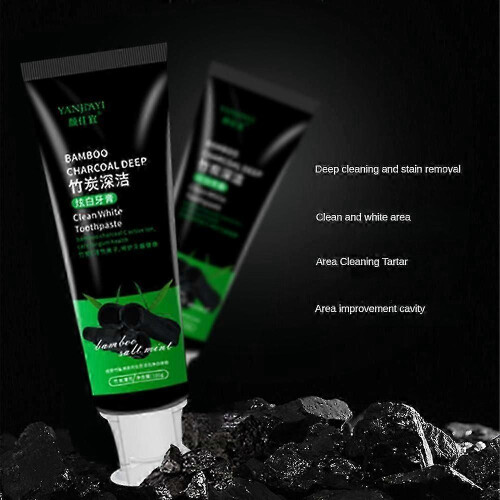2pcs Bamboo Charcoal Deep Toothpaste Teeth Fluoride Free ,Clean White Toothpaste