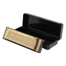 Swan Harmonica 10 Holes Key von C GOLD mit Case Blues Harp Metal Steel NEU