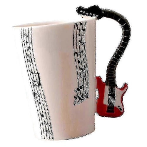 (Red Guitar Stave) Ceramic Cup Coffee Mug Instrument Mug Creative Gif
