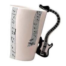 (Black Guitar Stave 1) Ceramic Cup Coffee Mug Instrument Mug Creative Gif