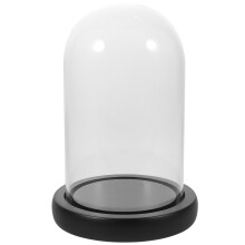 2Stk Transparente Glasglocke Mit Naturholzfuß Für Blumen Und