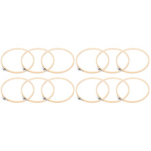 12Stk Rundes Bambus Stickset Khaki Mit Kreuzstich