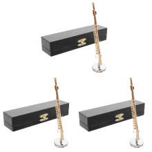 3Stk Mini Instrument Flöte Modell Kupfer Gold Deko Für Puppenhaus