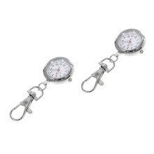 2Stk Schlüsselanhänger Taschenuhr Mit Leuchtzeigern Silber Für Herren