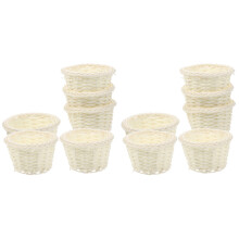 12Stk Mini Körbe Beige Rattan Kunststoff Für Kinder Deko