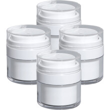 4Stk Airless Pump Lotiondosen Weiß Acryl Kosmetik Aufbewahrung