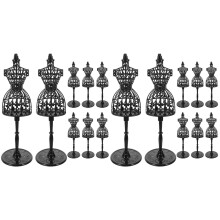 16Stk Schwarzer Puppenkleiderständer Kunststoff Mini Mannequin Stand