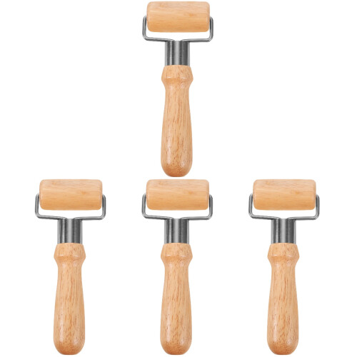 4Stk Reusable Holz Teig Roller Pin Ergonomisch Khaki