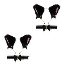 2Sets Katzenohr Haarreif Halsband Set Party Haar Accessoires
