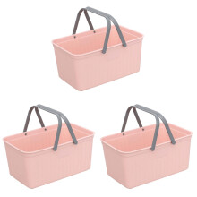 3Stk Handlicher Badkorb Aus Kunststoff Mit Wasserablauf in Rosa