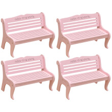 4Stk Mini Holzbank Rosa Wohnung Deko Möbel Spielzeug