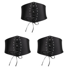3Stk Damen Taillengürtel Leder, Schnürung, , Elegant