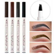 (Matches the image) 1PC Grey/ Brown Eyebrow Pencil Brow Liner Enhancer 4 Fork Tips Liquid Pen Sketch Waterproof Liquid Eyebrow Pencil