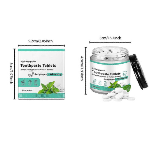 Chewable Toothpaste Tablets Natural Paste Tabs Earth Friendly Glass Jar NO-Fluoride Remineralizing Hydroxyapatite PU4476