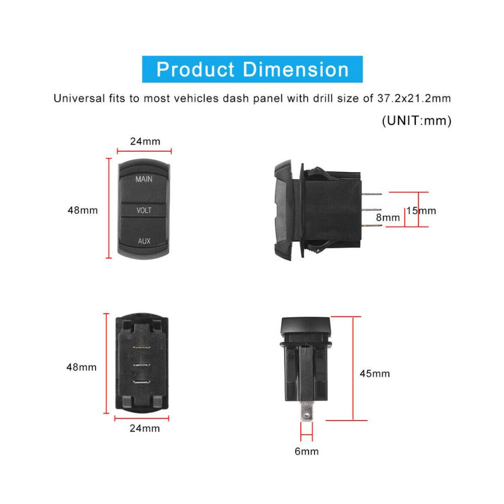 ( Screen) 12V Volt Meter Dual Battery Monitor Led Digital Car Boat Voltage Marine Gauge Blue 110691628008