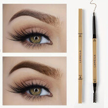 (Light brown) Extra Fine Double-ended Eyebrow Pencil Waterproof Sweatproof Non-Fading Eyebrow Pen Makeup Cosmetics
