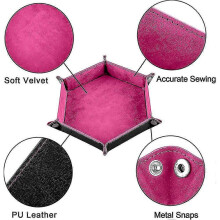 (Pink) 2 Pieces Of Dice Boards Double-sided Dice Board. Velvet Foldable Dice Tray