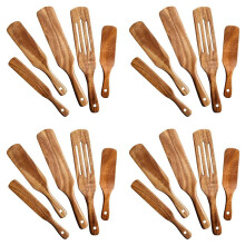 Wooden Spurtles Set (20Pcs) - Teak Wood Kitchen Tools Set - Heat Resistant Non Stick Wood Cookware for Stirring & Mixing