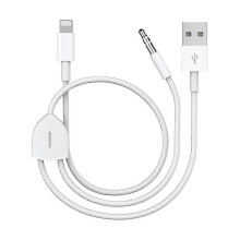 [Upgraded ] 2 In 1 Audio Charging Cable Compatible With Iphone/Ipad, Charge And Play Music Simultaneously Support To Car Stereo/Speakers/Headphone Wit
