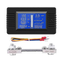 Dc Battery Monitor Power Meter Ammeter Digital Dc 0-200v Shunt 100a Multimeter, Meter Voltmeter Cap