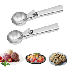 2 cucharas para helado con gatillo, acero inoxidable, cucharas para helado de metal, apta para lavavajillas